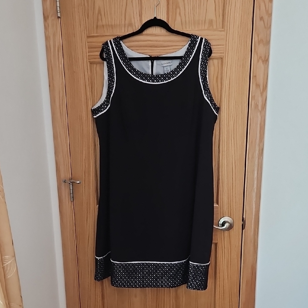 Catherines Plus SIZE Black Mini Dress with White Accents